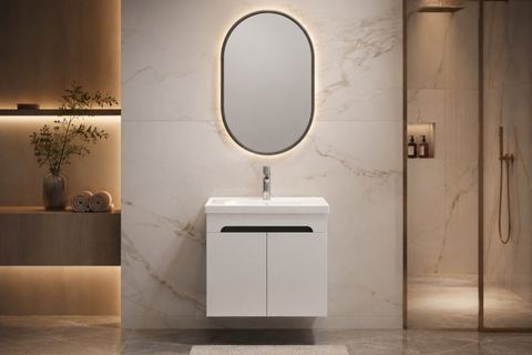 LODE IRMA BEYAZ 60 CM SERAMİK LAVABOLU ALT BANYO DOLABI
