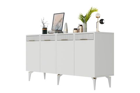 ALVİN KONSOL, 4 KAPAKLI, BEYAZ ALTIN
