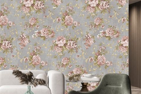 BİEN DUVAR KAĞITLARI 5346 YENİ GENİŞ ÇİÇEK GÜL KURUSU ROSE DUVAR KAĞIDI 5,30 M²