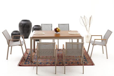 DAİSY BAHÇE YEMEK MASA SETİ, 8 KİŞİLİK, SERAMİK