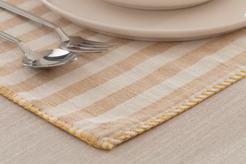KİTCHEN ESSENTİALS ÇİZGİLİ AMERİKAN SERVİS, İKİLİ SET, SARI, 35X50