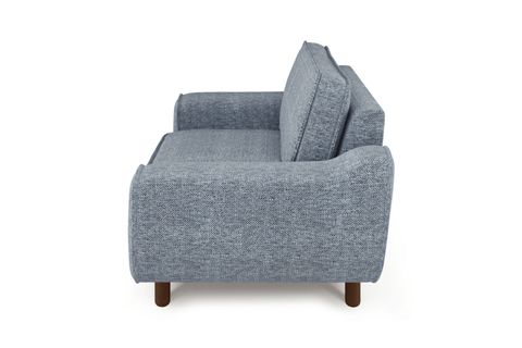 KLEM LOVESEAT TEKLİ KOLTUK, DOĞAL DOKU, GALAKSİ MAVİ, CEVİZ SİLİNDİR AHŞAP AYAK