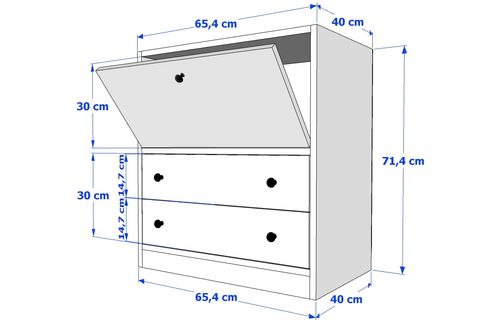 YUSUF KOMODİN, 1 DÜŞER KAPAKLI 2 ÇEKMECELİ, KMD_1044_Ç