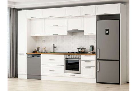 ALVİNKA 380X240 CM KLASİK MEBRAN MUTFAK DOLABI, MBB E90B40S50 1 MEBRAN BEYAZ SUNTALAM