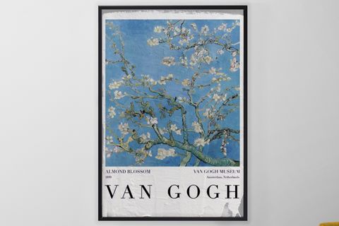 ÇERÇEVELİ BETON ART DOKULU VAN GOGH BLOSSOMİNG ALMOND