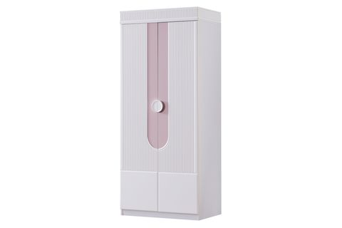 VİRA DOLAP VE LEDLİ KİTAPLIK, PEMBE, 4 KAPAKLI