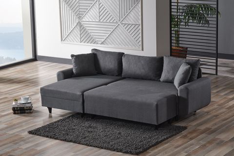 KAGU CORNER FLAVİA PUFLU KÖŞE TAKIMI, KOYU GRİ