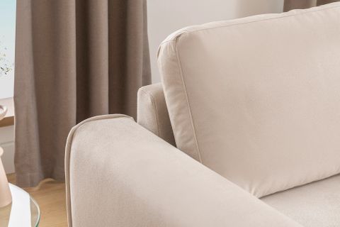 MERLİN MİNİ KÖŞE KOLTUK  NATUREL AYAK, FİTİLLİ KOL, KADİFE KUMAŞ, KREM