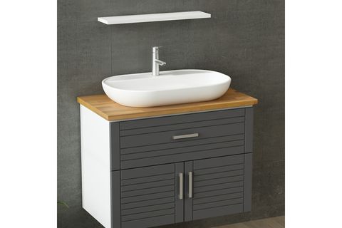 VERA BANYO DOLABI AS2K1Ç122, BEYAZ ANTRASİT, 85CM