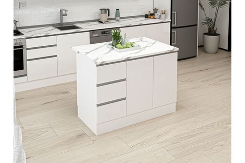 ALVİNKA 120 CM HG_J ADA MUTFAK DOLABI, BEYAZ BEYAZ SUNTALAM