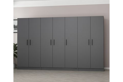 MİNAR KALE 7 KAPAKLI 2 ÇEKMECELİ DOLAP ANTRASİT 210CM