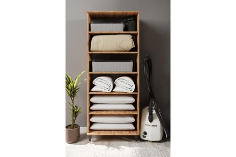 MİRA BÖLMELİ BANYO DOLABI, KAHVERENGİ, 6 RAFLI 195 CM