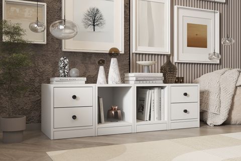 LEKSA ÇEKMECELİ RAFLI KİTAPLIK 130 CM BEYAZ KTP-1198-Ç