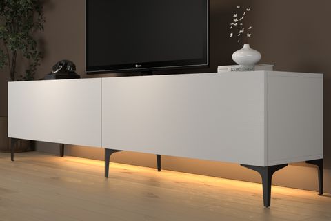 NAPOLİ LED IŞIKLI TV SEHPASI, BEYAZ, 200 CM