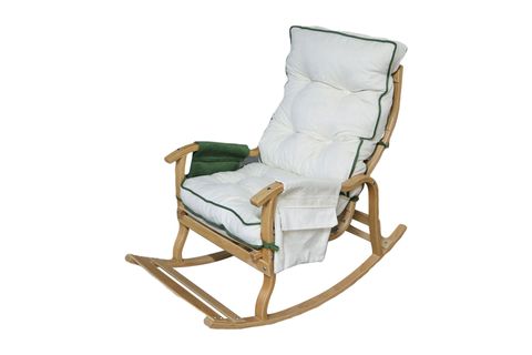 MOSSO AHŞAP ÇİFT MİNDERLİ SALLANAN SANDALYE, YEŞİL KREM