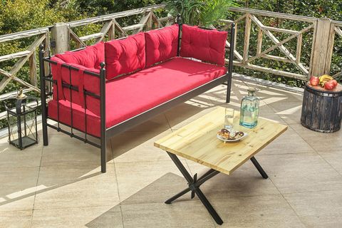 UNİMET LALAS METAL SOFA SEDİR 70X200 SİYAH BORDO