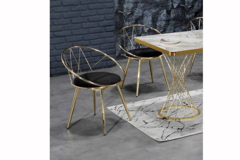 LIVA 4 KIŞILIK BEYAZ MERMER GÖRÜNÜMLÜ  MUTFAK MASASI TAKIMI