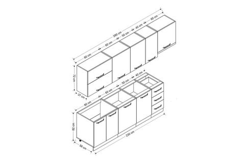 MİNAR LOTUS 290 CM MUTFAK DOLABI BEYAZ DORE 290-D7