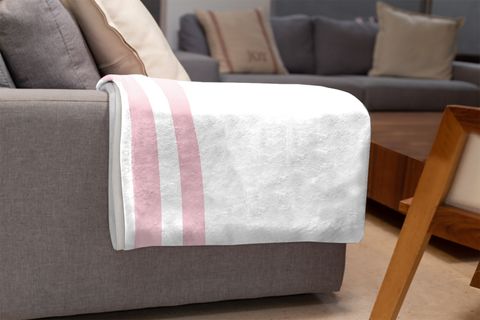 PEMBE ÇİZGİLİ BASKILI WELSOFT TV BATTANİYESİ, 130X170
