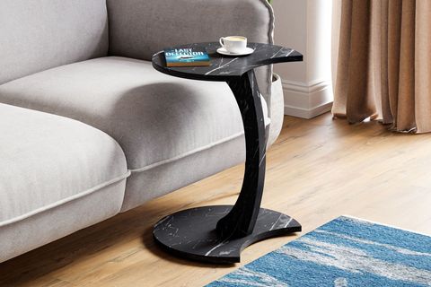 JEDI TEKERLEKLİ C SEHPA KOLTUK SEHPASI, SİYAH