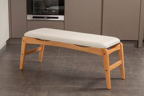 TOUCH BENCHLİ İSKANDİNAV MASA TAKIMI, MEŞE KREM, 4 SANDALYE 1 BENCH, 160X80