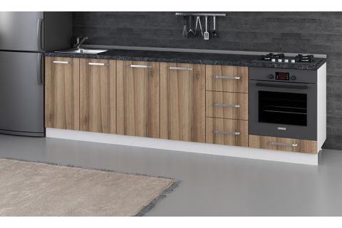 MİNAR 270 CM MUTFAK DOLABI BEYAZ DORE 270-D6-ALT MODÜL
