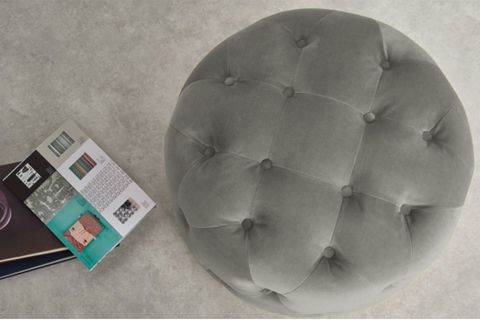 TUBİHOME KAPİTONELİ OVAL PUF, GRİ