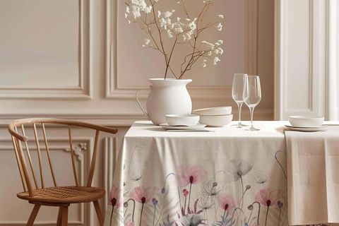 KIR ÇİÇEĞİ PAMUK MASA ÖRTÜSÜ, 150X200 CM