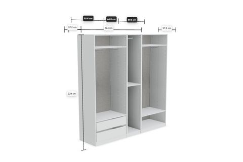 LUNA NOX AYNALI GARDIROP, PROFİL, BEYAZ, 5 KAPAKLI