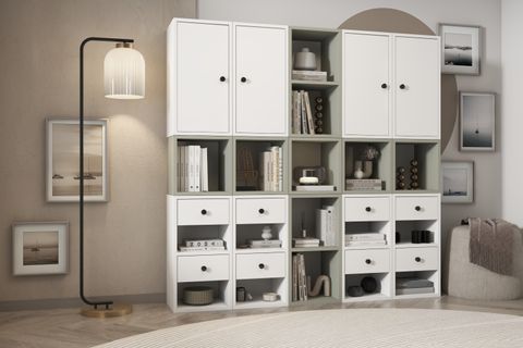 ZARA DÜZENLEYİCİ KİTAPLIK SALON KONSOL DOLAP BEYAZ YEŞİL PNR KTP 1098