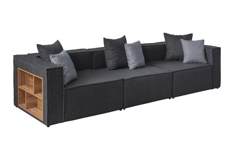 SOFT KİTAPLIKLI MODÜLER KÖŞE KOLTUK TAKIMI, KETEN, ANTRASİT