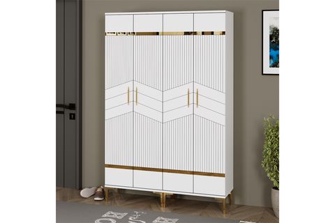 GAVİN AC PORTMANTO VESTİYER AYAKKABILIK, BEYAZ ALTIN