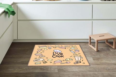 KARNAVAL YUMURTA ÇIRPICI DESENLİ BAKED LOVE SLOGANLI MUTFAK HALISI, 150X230