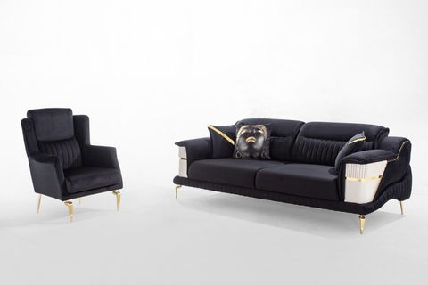 ZARAFET SİYAH KREM KOLTUK TAKIMI