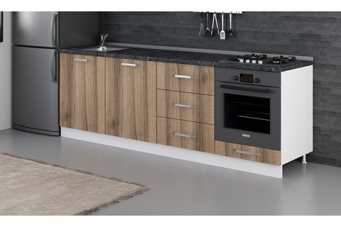 MİNAR 240 CM MUTFAK DOLABI BEYAZ DORE 240-D7-ALT MODÜL