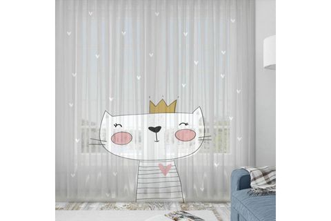 ELSE SEVİMLİ HİPOPOTAM İSKANDİNAV DESENLİ DEKORATİF ÇOCUK BEBEK TÜL FON PERDE 140X270