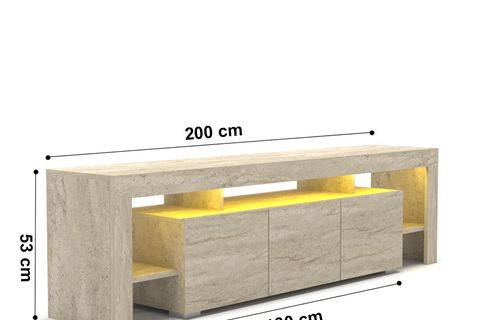 KALE LEDLİ TV ÜNİTESİ, AÇIK KAHVERENGİ, 200 CM