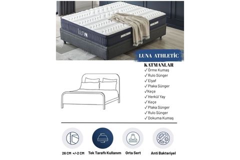 LUNA ATHLETIC ULTRA FULL ORTOPEDİK HERKÜL YAYLI YATAK, 120X200