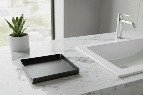 GALVANİZ METAL KARE BANYO TABLASI, CAM GRİ, 10102 CM