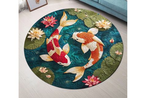 KOİ BALIKLARI DOKUMA TABAN HALI, 557 YNG, 100X100 CM