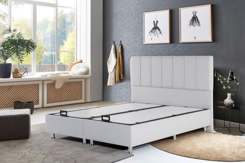 MİLES BAZA VE BAŞLIK SETİ,AÇIK GRİ, 180X200