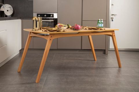 TOUCH BENCHLİ İSKANDİNAV MASA TAKIMI, MEŞE KREM, 4 SANDALYE 1 BENCH, 160X80