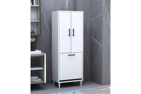 EMİLY KİRLİ ÇAMAŞIR SEPETLİ KAPAKLI BANYO DOLABI, BEYAZ