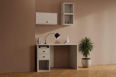 LUMA MODÜL DUVARA MONTE ÇALIŞMA MASASI, 2 ÇEKMECELİ 1 KAPAKLI