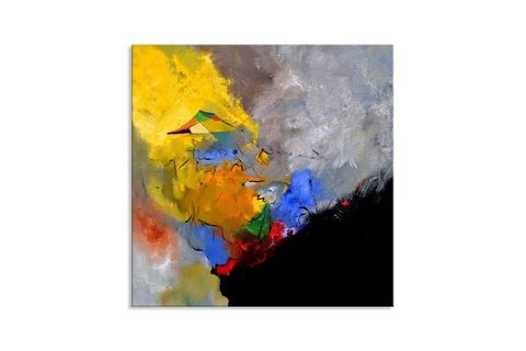 YELLOW ABSTRACT YAĞLI BOYA DOKULU TABLO, 80X80