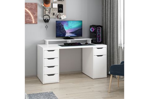 ALEN ÇALIŞMA MASASI, BEYAZ, 5 ÇEKMECELİ, 150 CM