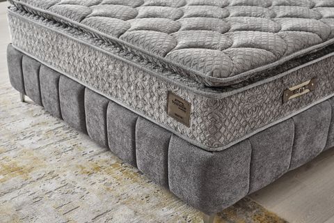 ELEGANT BAZA BAŞLIK YATAK SETİ, GRİ, 160X200