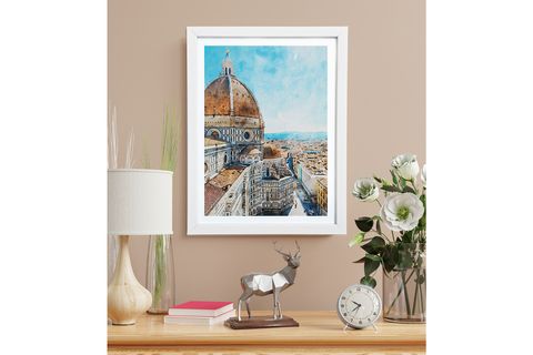 BEYAZ ÇERÇEVELİ SULUBOYA İTALYA FLORANSA TABLOSU 33X43 CM