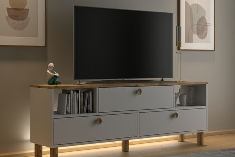 BOHEM MİA LEDLİ TV ÜNİTESİ KONSOL, 3 KAPAK 2 BÖLMELİ, 160 CM