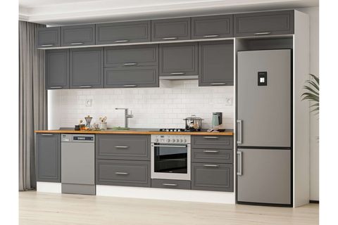 ALVİNKA 385X240 CM KLASİK MEBRAN MUTFAK DOLABI, MB E80S45S60 1 MEBRAN ANTRASİT SUNTALAM